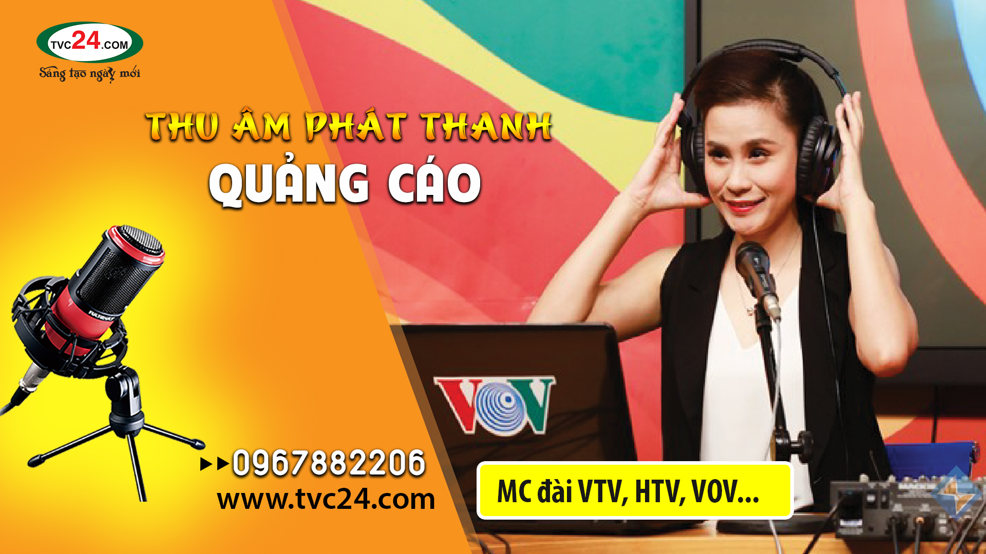 Tuyển CTV thu âm, đọc lời bình quảng cáo, tiếng Việt giọng Bắc Trung Nam, tiếng Anh, Nhật Bản, Hàn Quốc, Thái Lan tại phòng thu TVC24